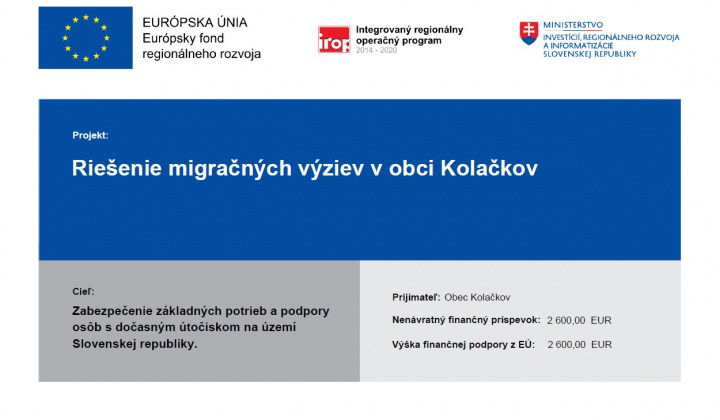 Projekty / Riešenie migračných výziev v obci Kolačkov - foto