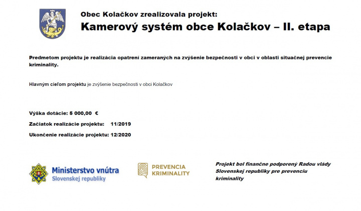 Projekty / Kamerový systém obce Kolačkov - foto