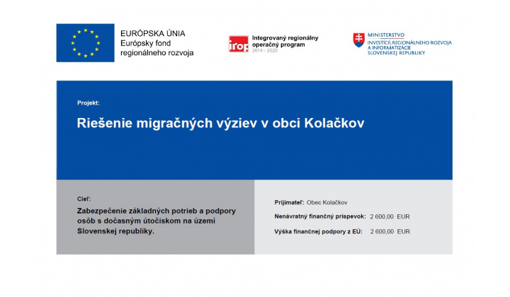 Riešenie migračných výziev v obci Kolačkov